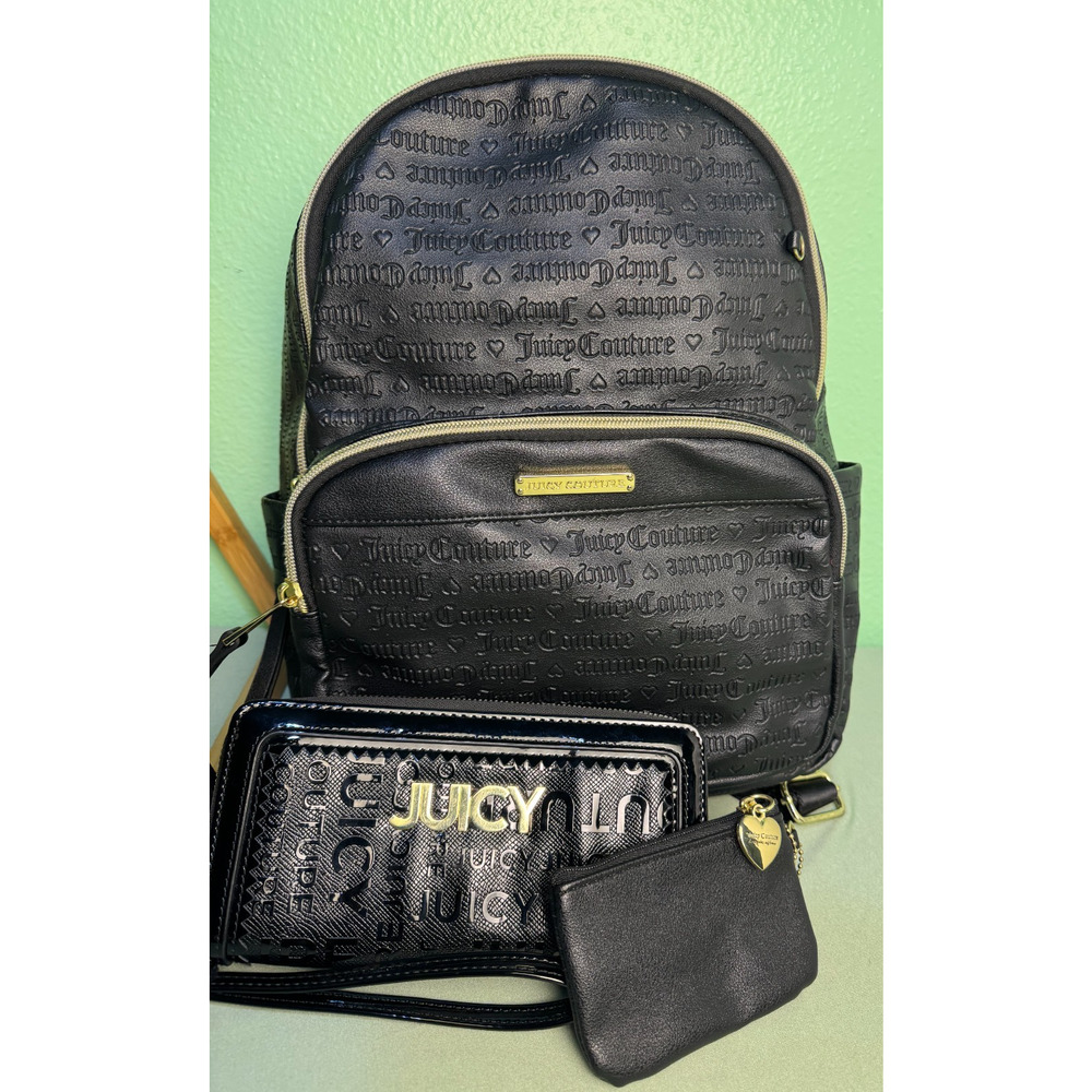 3x Juicy Couture Lot Pullout Pouch Backpack Wallet Wristlet Coin Purse Word Play